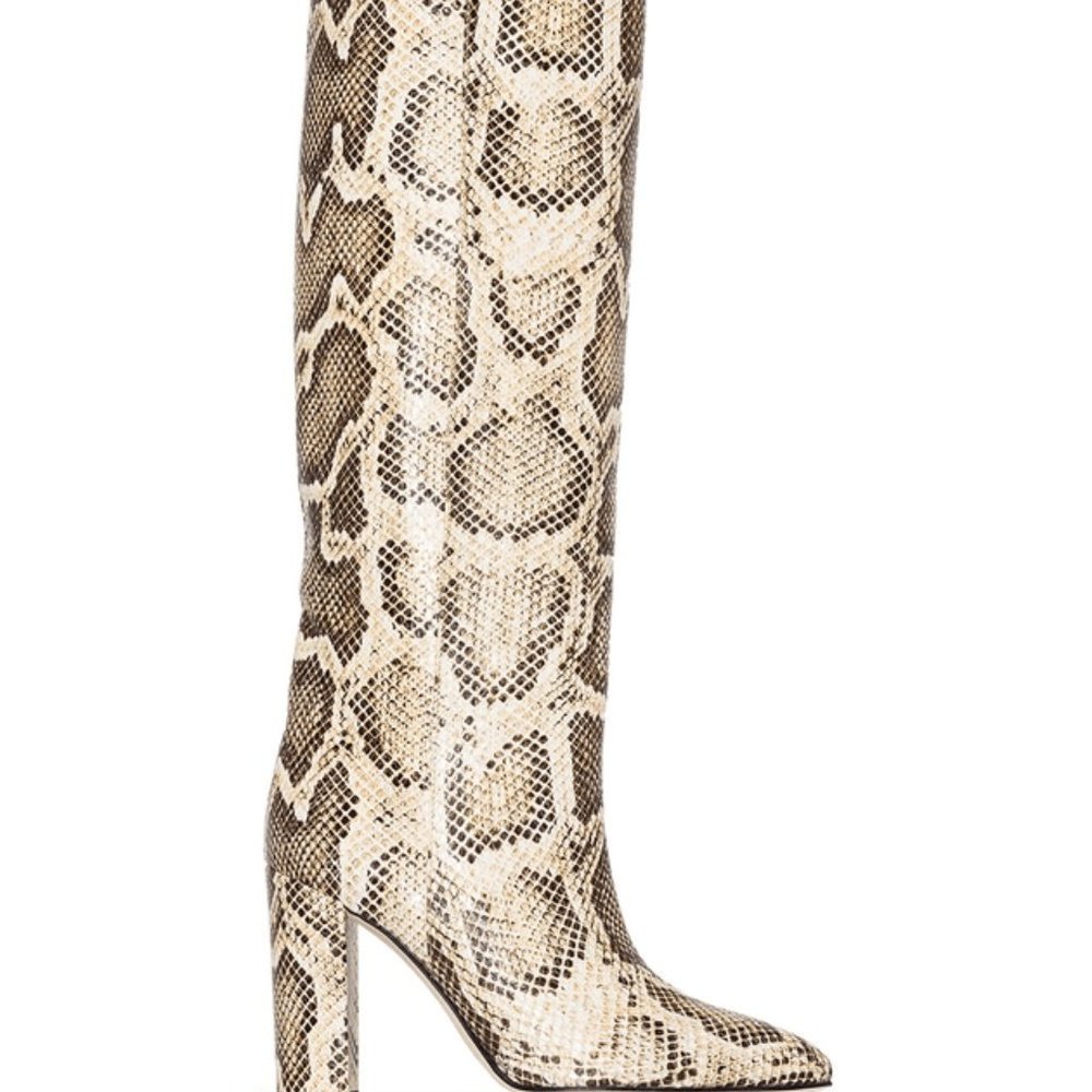 Paris Texas Python Printed Leather Knee High Boots Size 9.5 (Euro 39.5) US 8.5